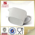 White ceramic restaurant gravy boat with saucer mini ceramic milk jug